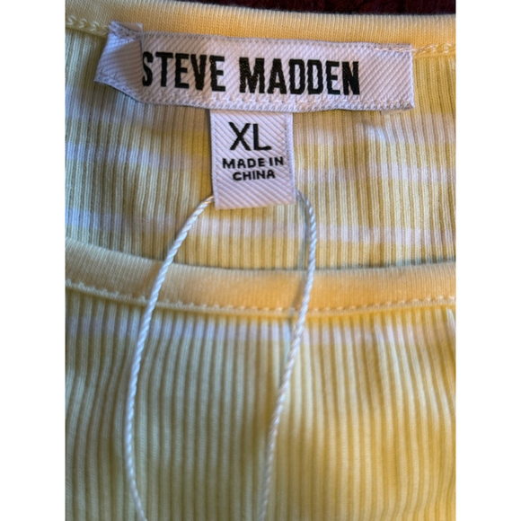 Steve Madden Yellow & White Striped Ribbed Bodysuit | Size XL | NEW WITH TAGS - Picture 3 of 4